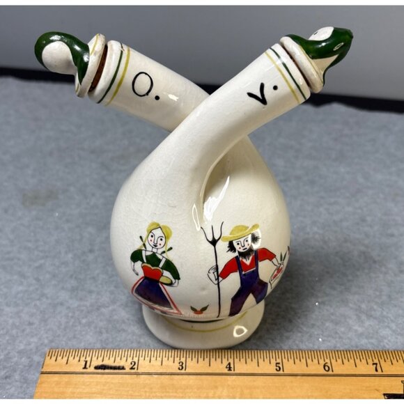 Vintage Royal Sealy Japan Ceramic Oil & Vinegar Decanter 1960s Farmer and Wife - Picture 11 of 11